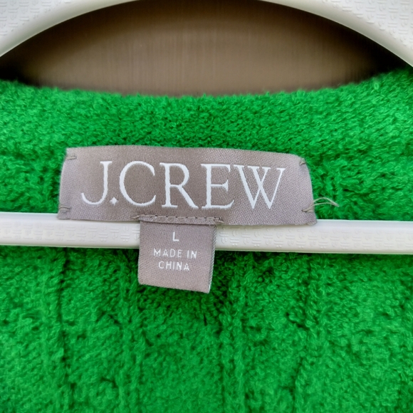 JCrew Green Cable Knit Women's Sweater with Gold Buttons - Picture 5 of 8